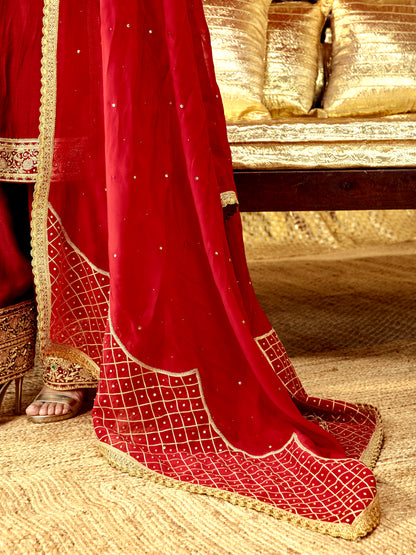 Tota Maina Farshi Salwar Set - Maroon