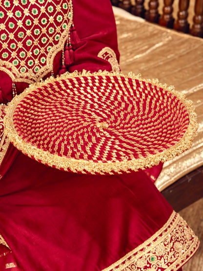 Kumkum Essential Karwa Chauth Full Pooja Hamper - Maroon (Thali Without Latkan)