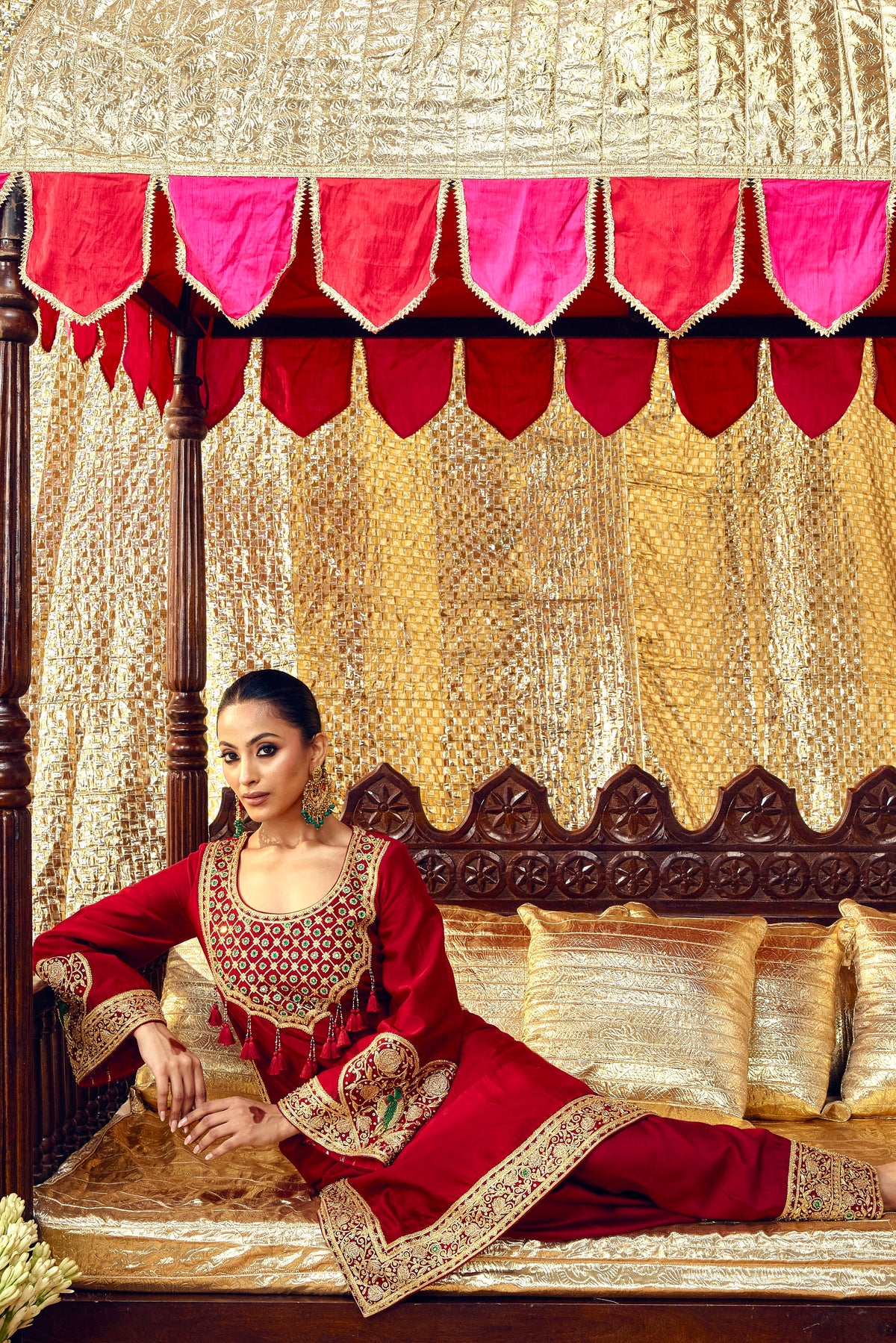 Tota Maina Farshi Salwar Set - Maroon