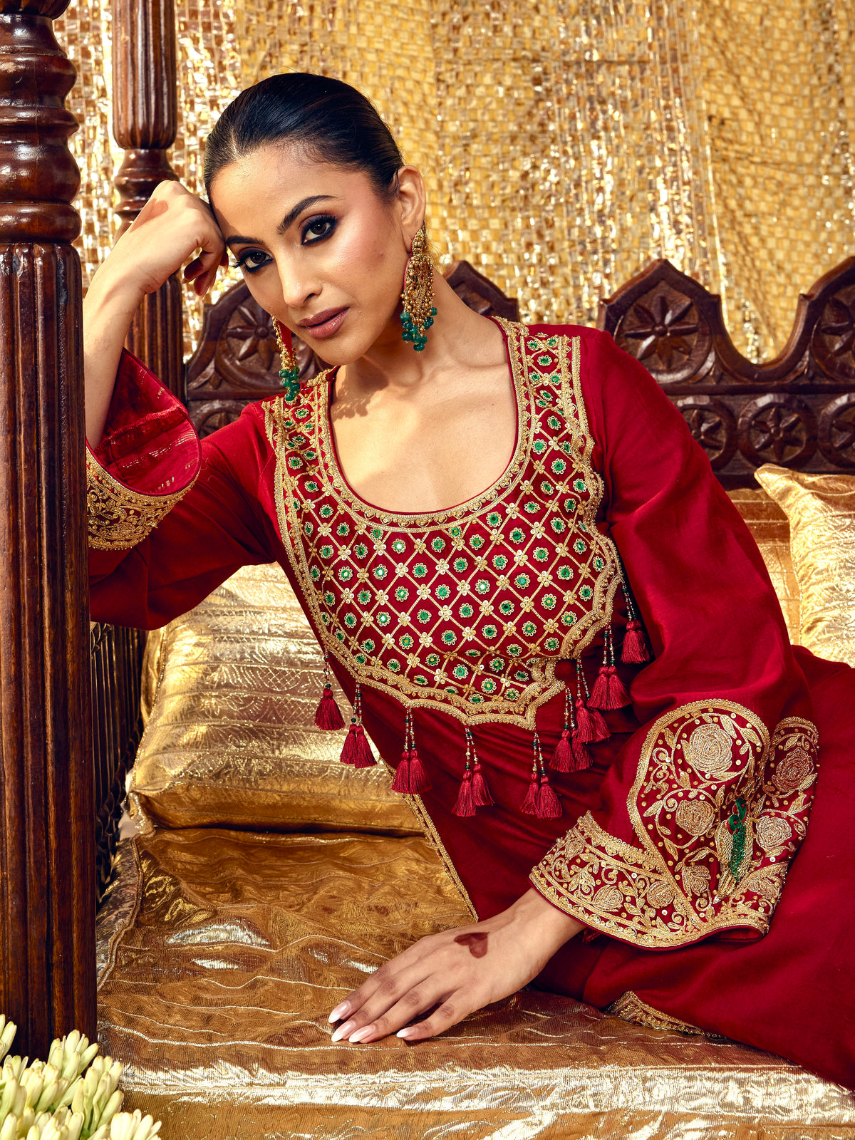 Tota Maina Farshi Salwar Set - Maroon