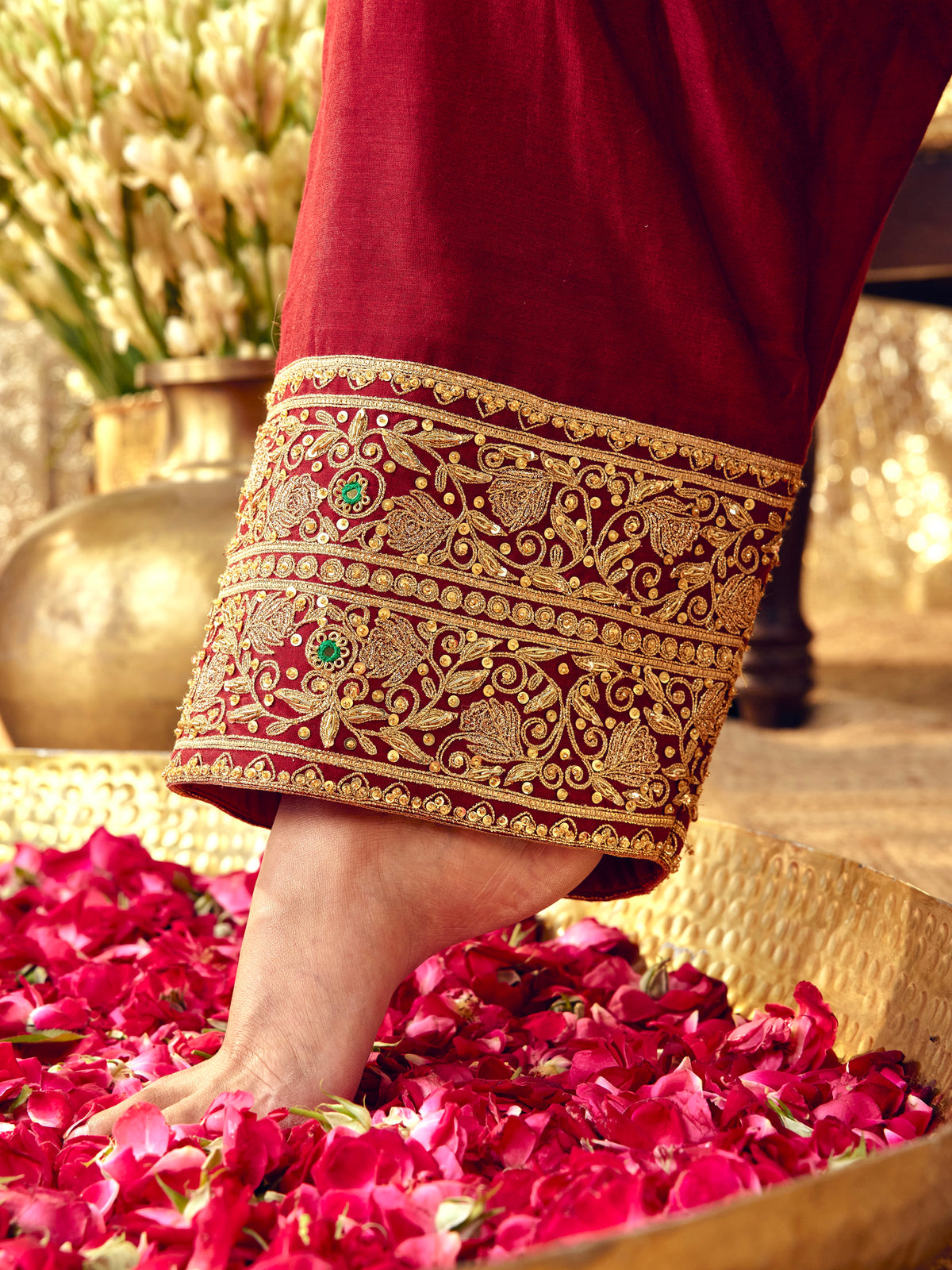 Tota Maina Farshi Salwar Set - Maroon