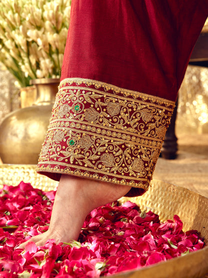 Tota Maina Farshi Salwar Set - Maroon