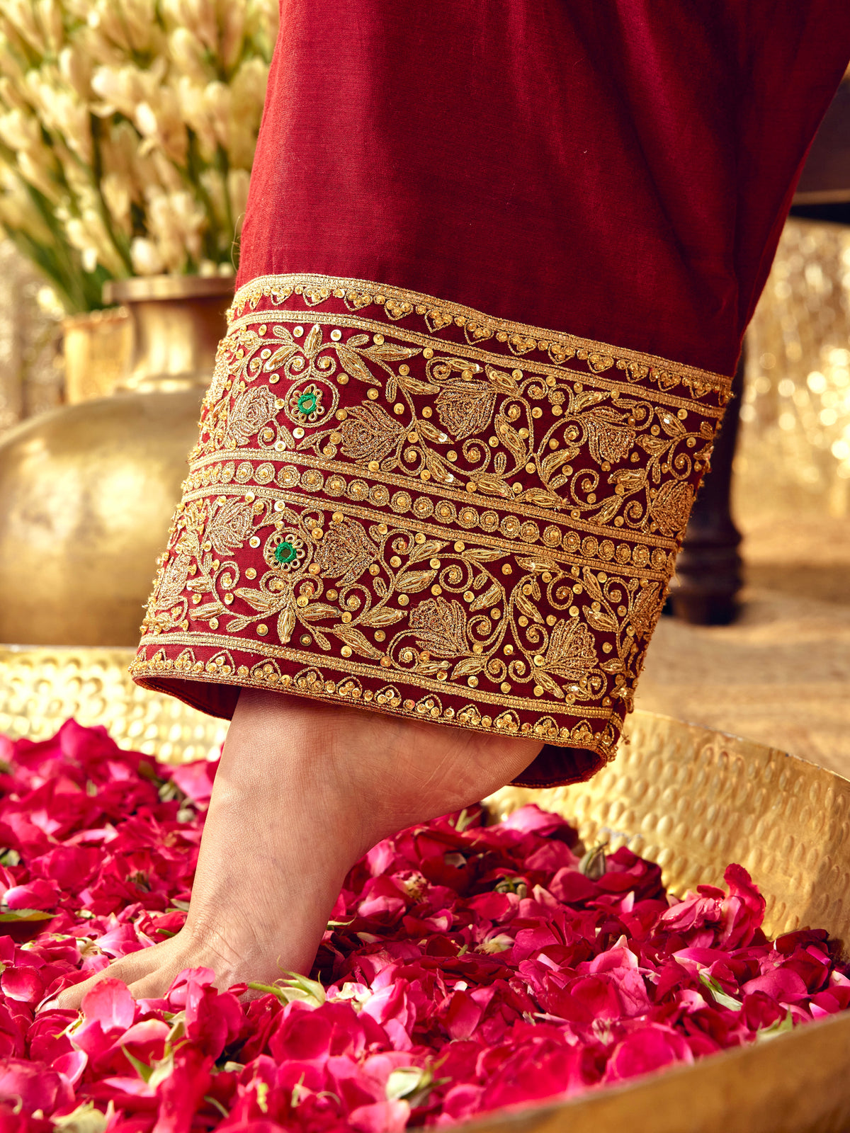 Tota Maina Farshi Salwar Set - Maroon
