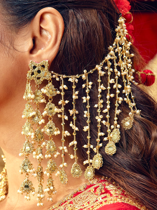 Jhilmil Earrings with Earchains - Gold