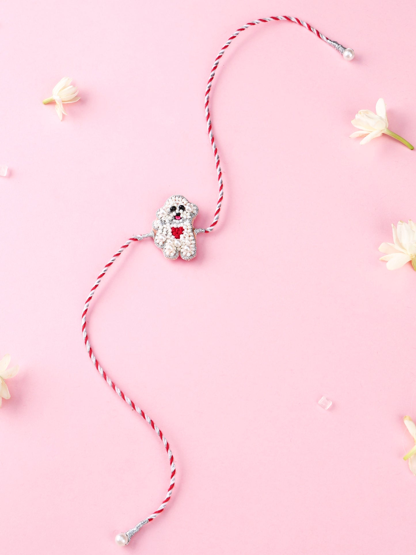 Handmade White Poodle Kids Rakhi for Raksha Bandhan gifting