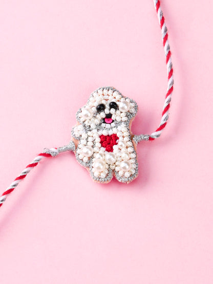 White Poodle Kids Rakhi - Kids Rakhi by Tonoto