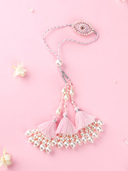 Handmade Evil Eye Flat Pink Lumba  for Raksha Bandhan gifting