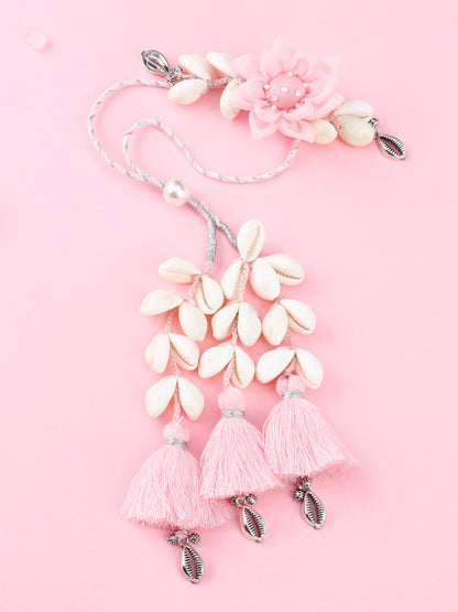Floral Cowrie Pink Lumba - Lumba Rakhi for Bhabhi by Tonoto