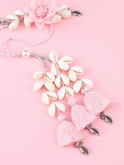 Floral Cowrie Pink Lumba Rakhi