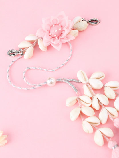 Handmade Floral Cowrie Pink Lumba for Raksha Bandhan gifting