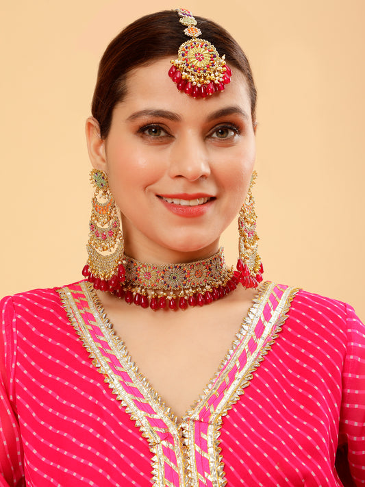 Layla (Choker, Earrings & Mangtikka)