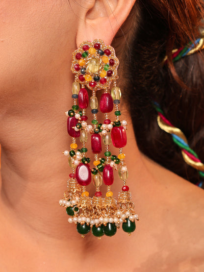 Noorani (Earrings with Earchains, Mangtikka, Passa, Choker & Pair of Hathphool Set)
