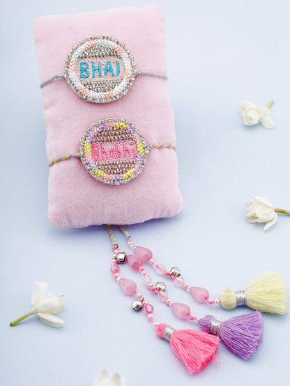 Pastel Bhai Rakhi & Pastel Bhabhi Lumba Rakhi