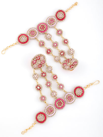 Ramya Rose (Earrings, Mathapatti, Sleek Necklace & Pair of Hathphool)