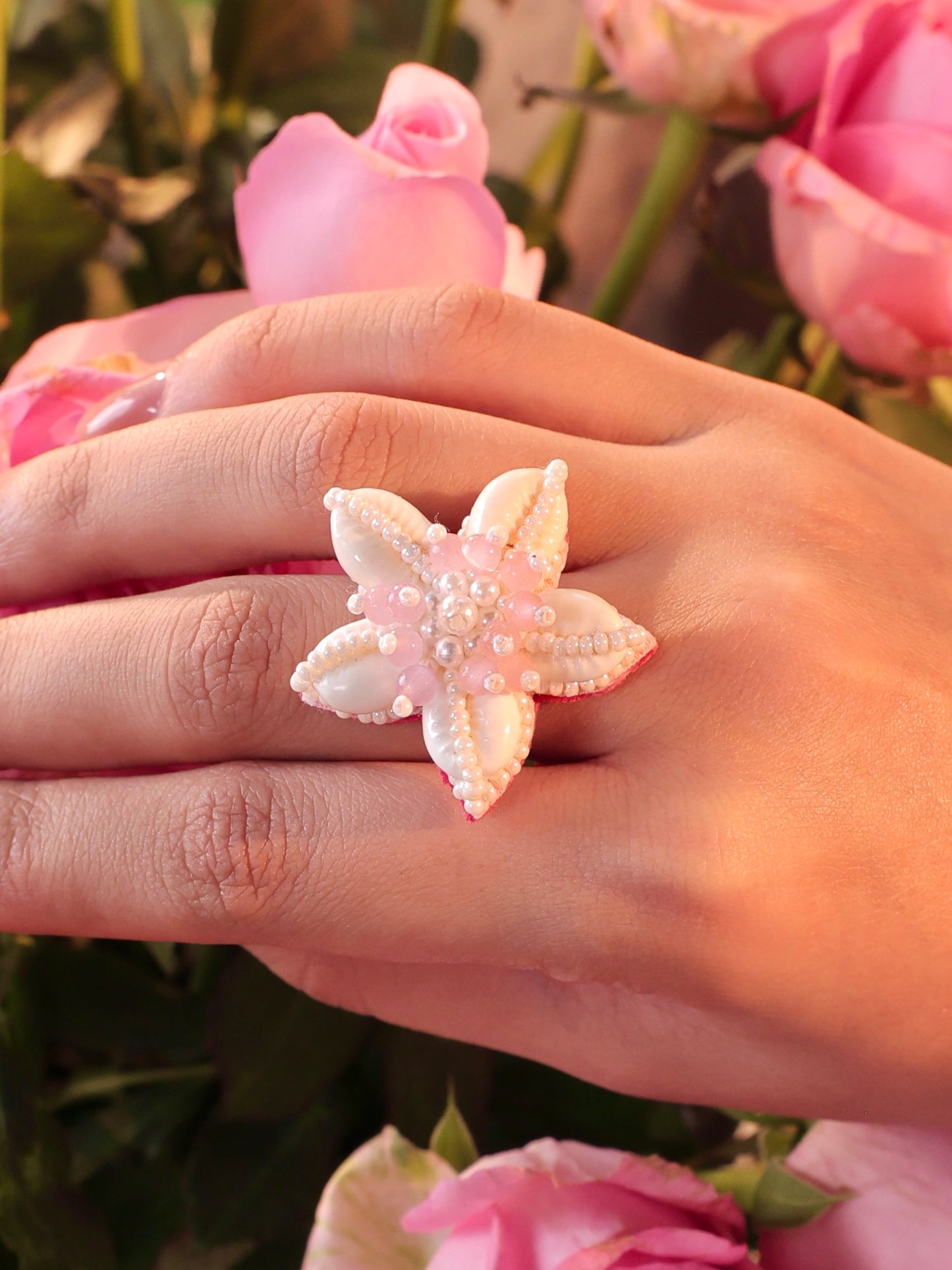 Rose Cowrie Ring