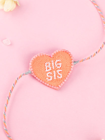 Handmade Big Sis Neon Orange Rakhi for Raksha Bandhan gifting