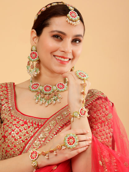 Saanjh (Earrings, Mathapatti, Necklace &  Pair Of Haathphool)