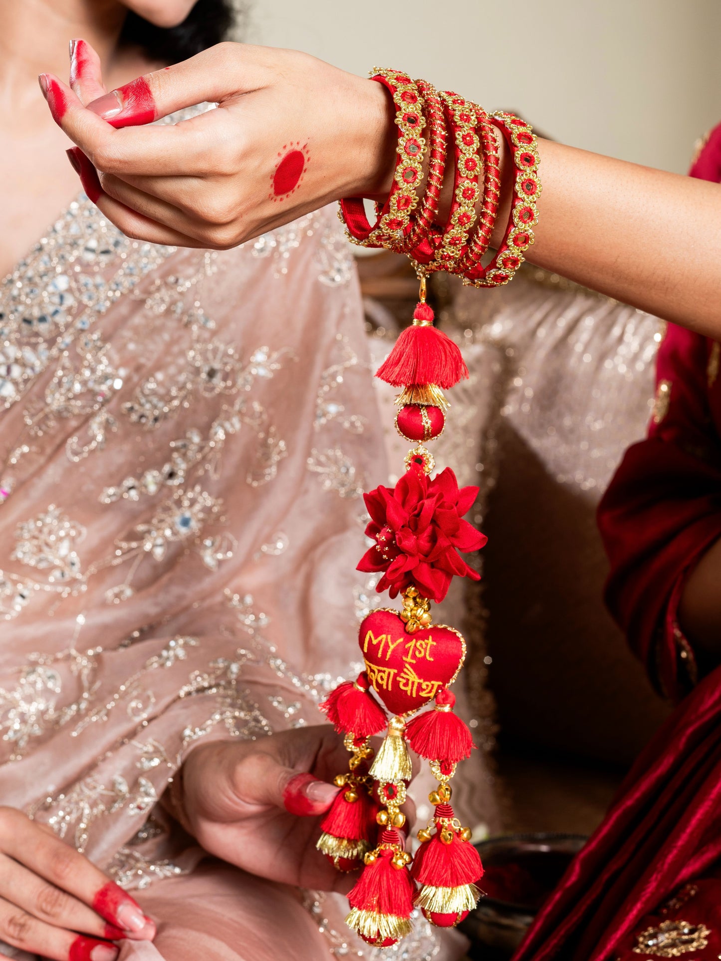 Sindoor Bangle Set with My First Karwa Chauth Latkan (Single Hand)