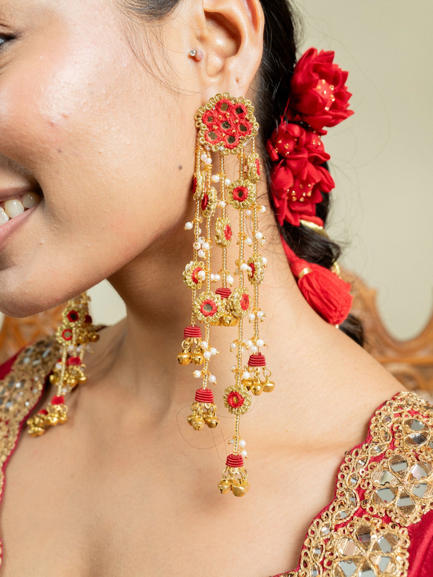 Sindoor Long Earrings with Earchains
