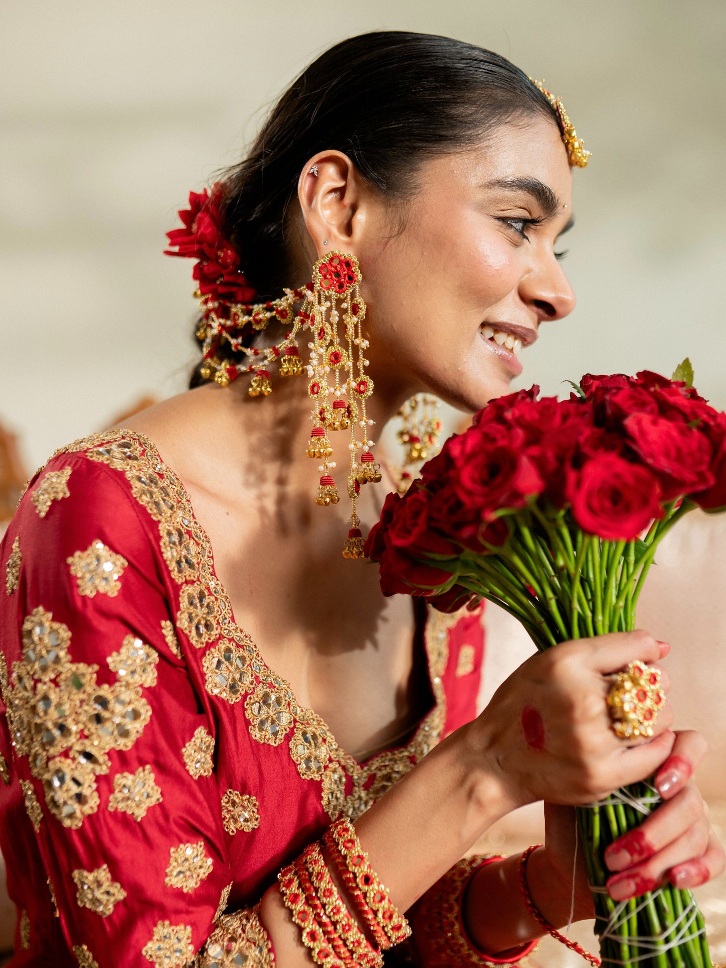 Sindoor Long Earrings with Earchains