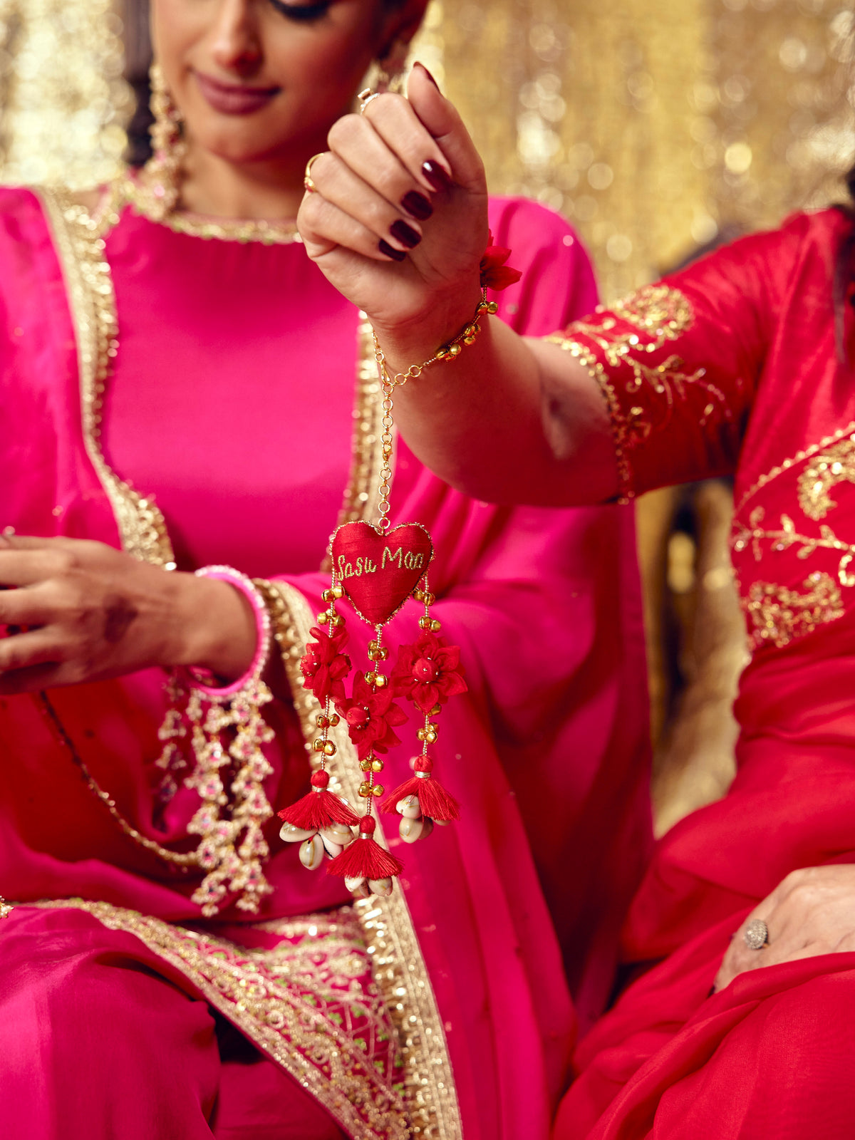 Sasu Maa Red Bracelet with Latkan (Single Hand)