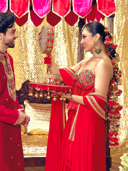 Tota Maina Corset Saree Set