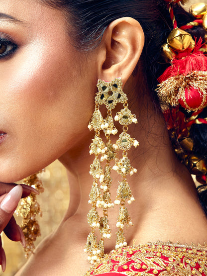 Jhilmil Earrings with Earchains - Gold