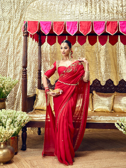 Gulaab Saree Set - Red