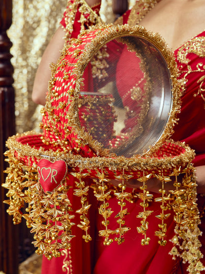 Kumkum Karwa Chauth Channi with Custom Initials - Red