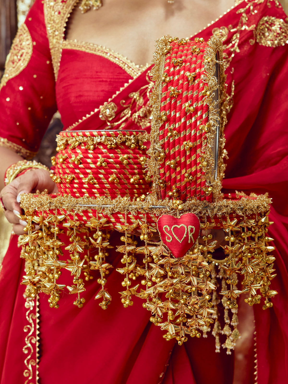 Kumkum Karwa Chauth Channi with Custom Initials - Red