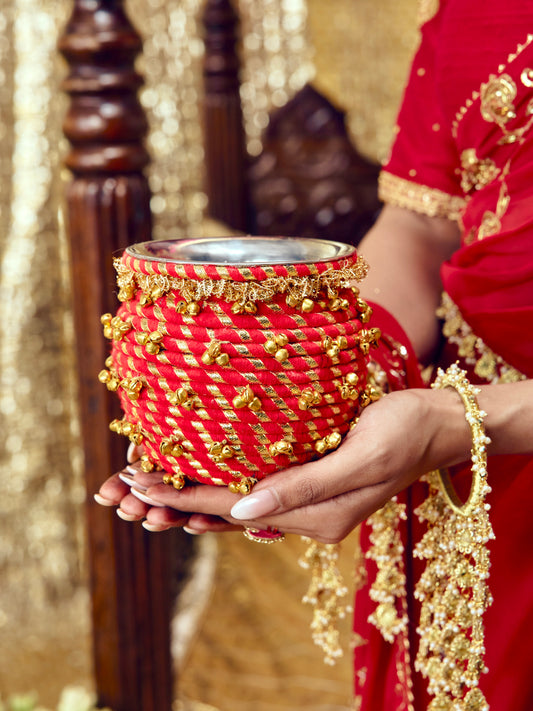 Kumkum Karwa Chauth Kalash - Red