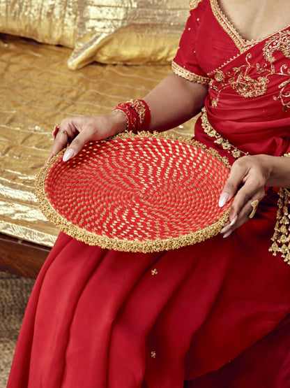 Kumkum Essential Karwa Chauth Full Pooja Hamper - Red (Thali Without Latkan)