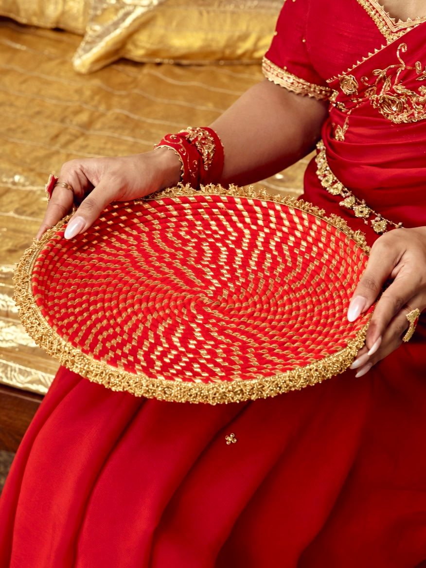 Kumkum Essential Karwa Chauth Full Pooja Hamper - Red (Thali Without Latkan)