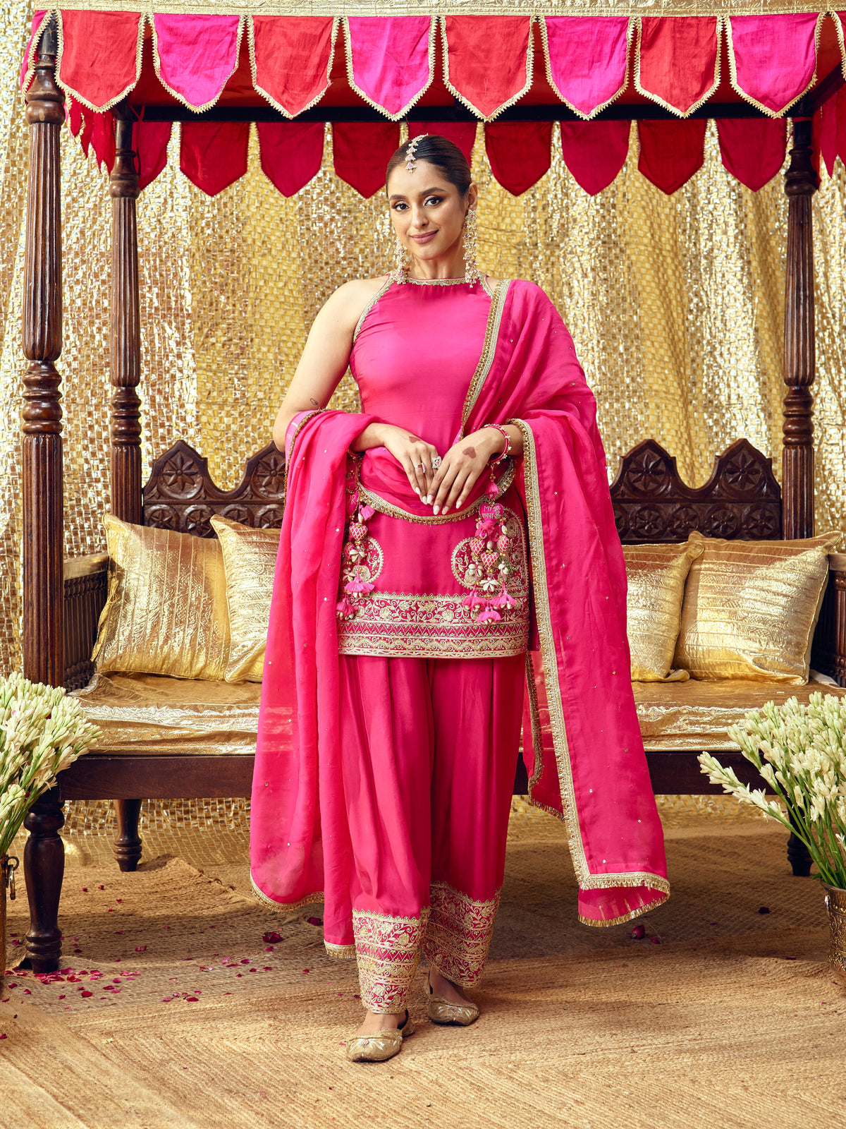 Tota Maina Farshi Salwar Set - Rani Pink