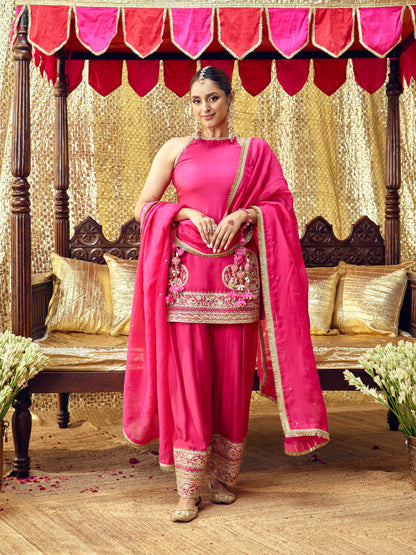 Tota Maina Farshi Salwar Set - Rani Pink