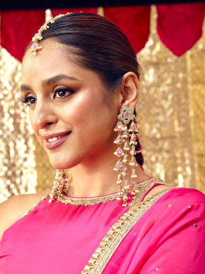 Jhilmil Earrings - Rani Pink