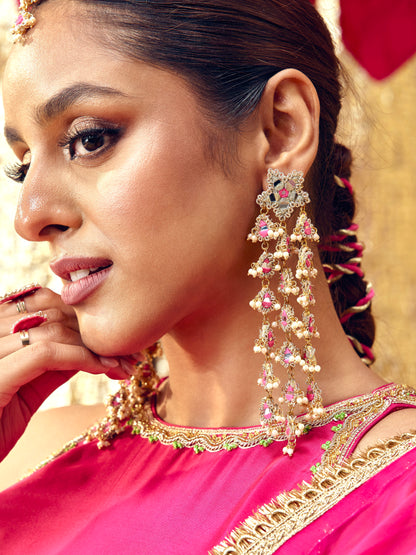 Jhilmil Earrings - Rani Pink