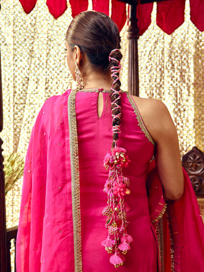 Tota Maina Farshi Salwar Set - Rani Pink