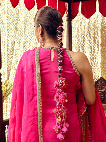 Tota Maina Farshi Salwar Set - Rani Pink