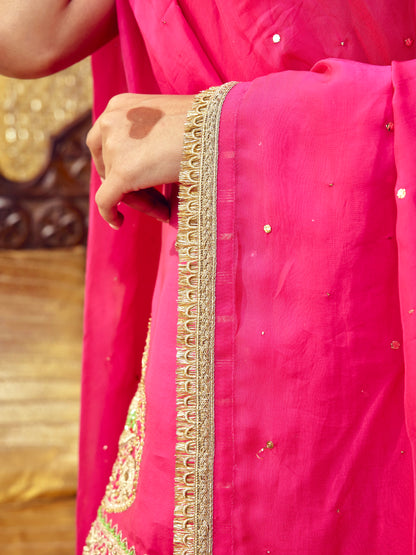 Tota Maina Farshi Salwar Set - Rani Pink