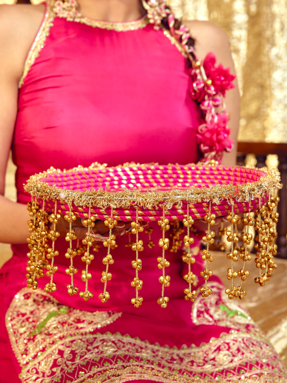 Tota Maina Karwa Chauth Thali - Rani Pink