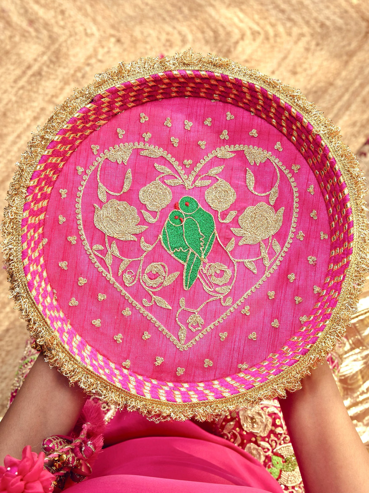 Tota Maina Karwa Chauth Thali - Rani Pink (Without Latkan)