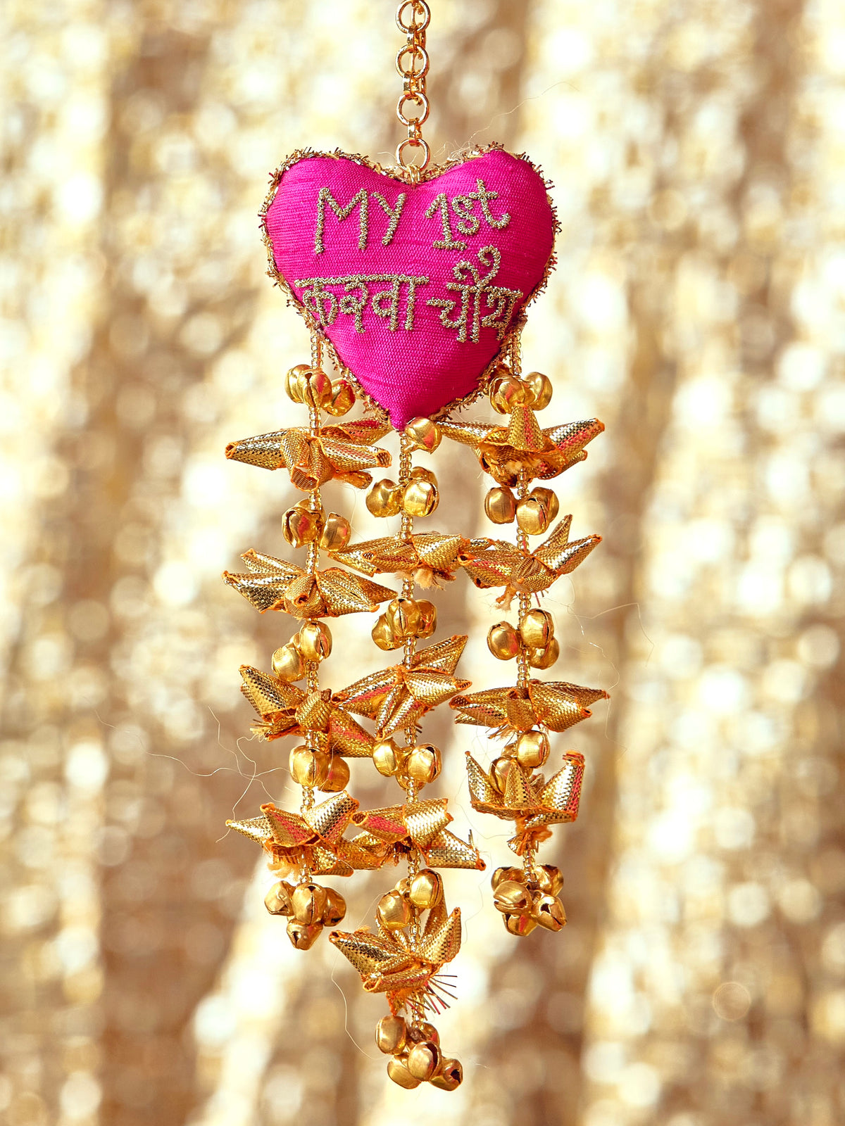My First Karwa Chauth Rani Pink Gota Bracelet (Single Hand)