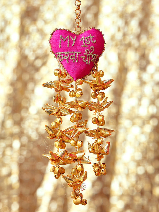 My First Karwa Chauth Rani Pink Gota Bracelet (Single Hand)