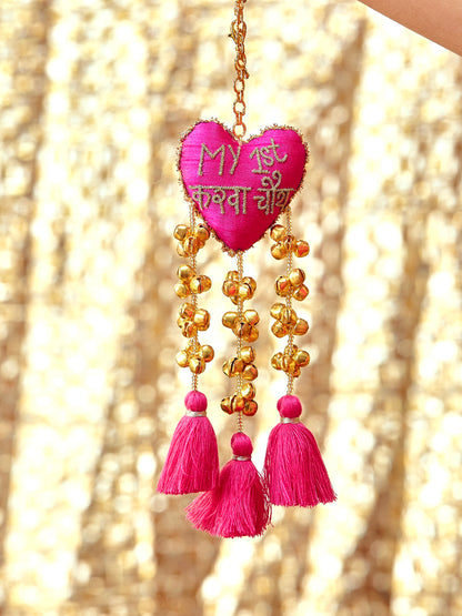 My First Karwa Chauth Rani Pink Ghungroo Bracelet (Single Hand)