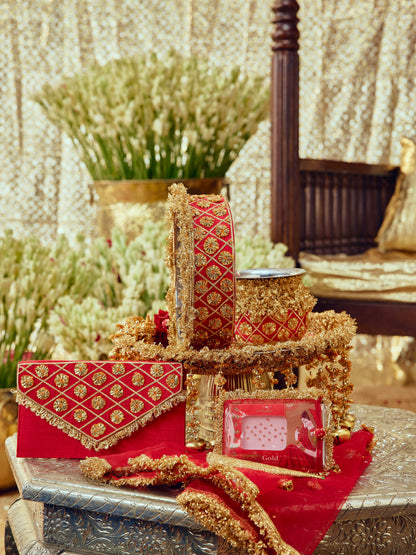 Chamak Essential Karwa Chauth Full Pooja Hamper - Red