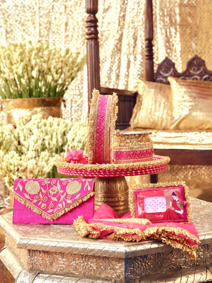Tota Maina Karwa Chauth Thali - Rani Pink (Without Latkan)