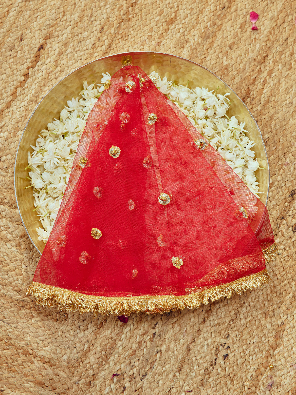 Chamak Karwa Chauth Chunri - Red