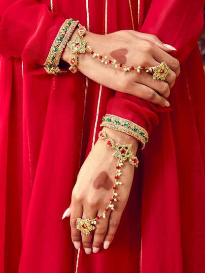 Gul Sitara Red Pair of Hathphool