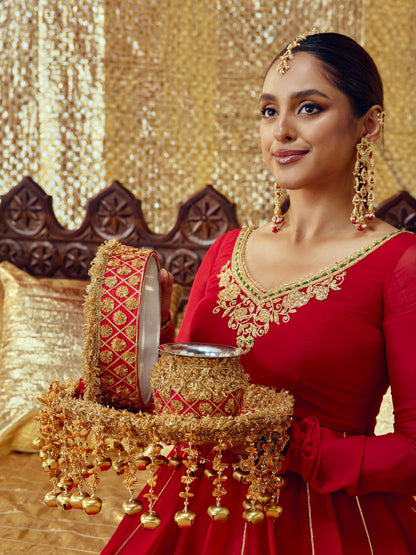 Chamak Karwa Chauth Channi - Red